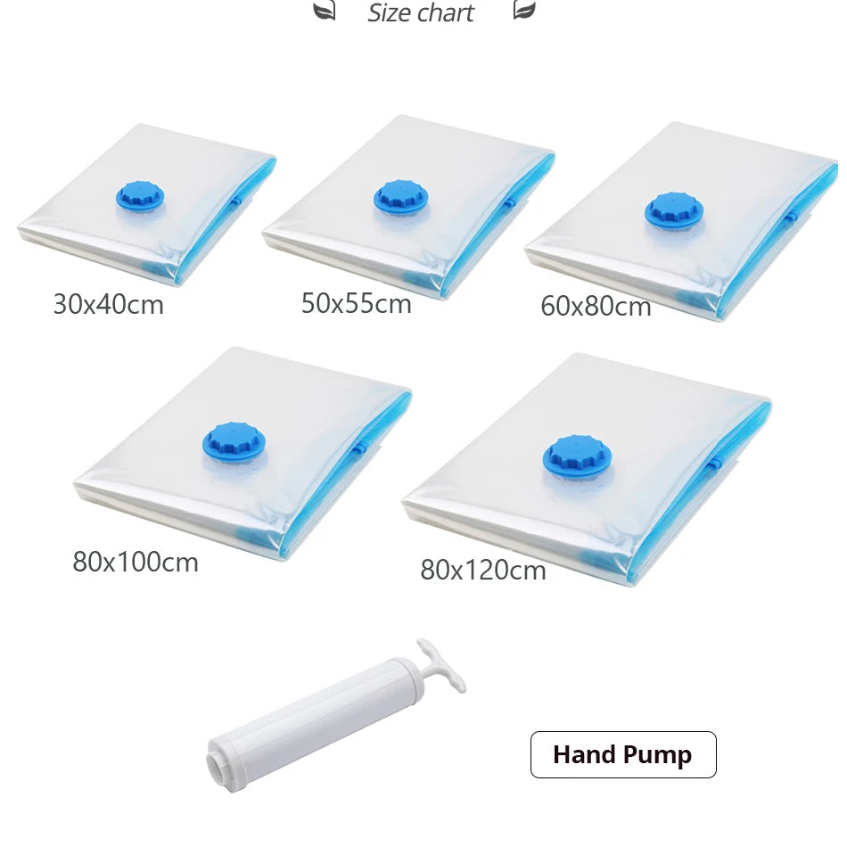 5PCS Vacuum Storage Bags Travel Compression Package Compressed Closet Home Organizer for Pillows Clothes Bedding Foldable Seal