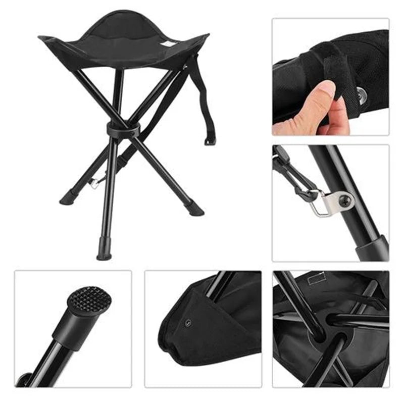 Portable Tripod Stool Folding Chair With Carrying Case For Outdoor Camping Walking Hunting Hiking Fishing Travel