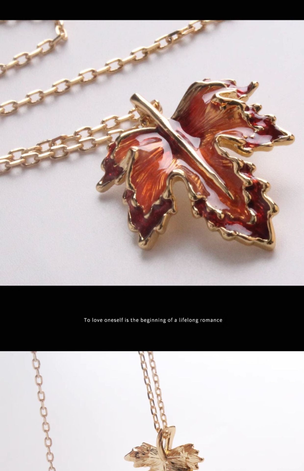 Maple Leaf Enamel Drip Glazed Long Necklace For Women