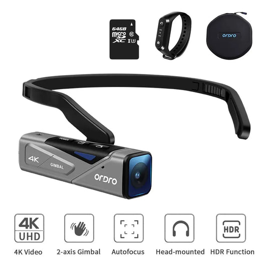Vlog Video Camera Head Wearable Ordro EP7 FPV 4K 60fps Blogger YouTube Digital Camcorder Filmadora Full HD Gimbal Antishake