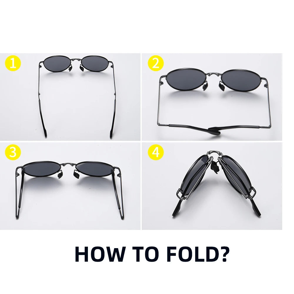 VIVIBEE 2023 Trending Square Black Folding Polarized Sunglasses Women Light Mirror Blue Fold Shades Titanium Alloy Sun Glasses