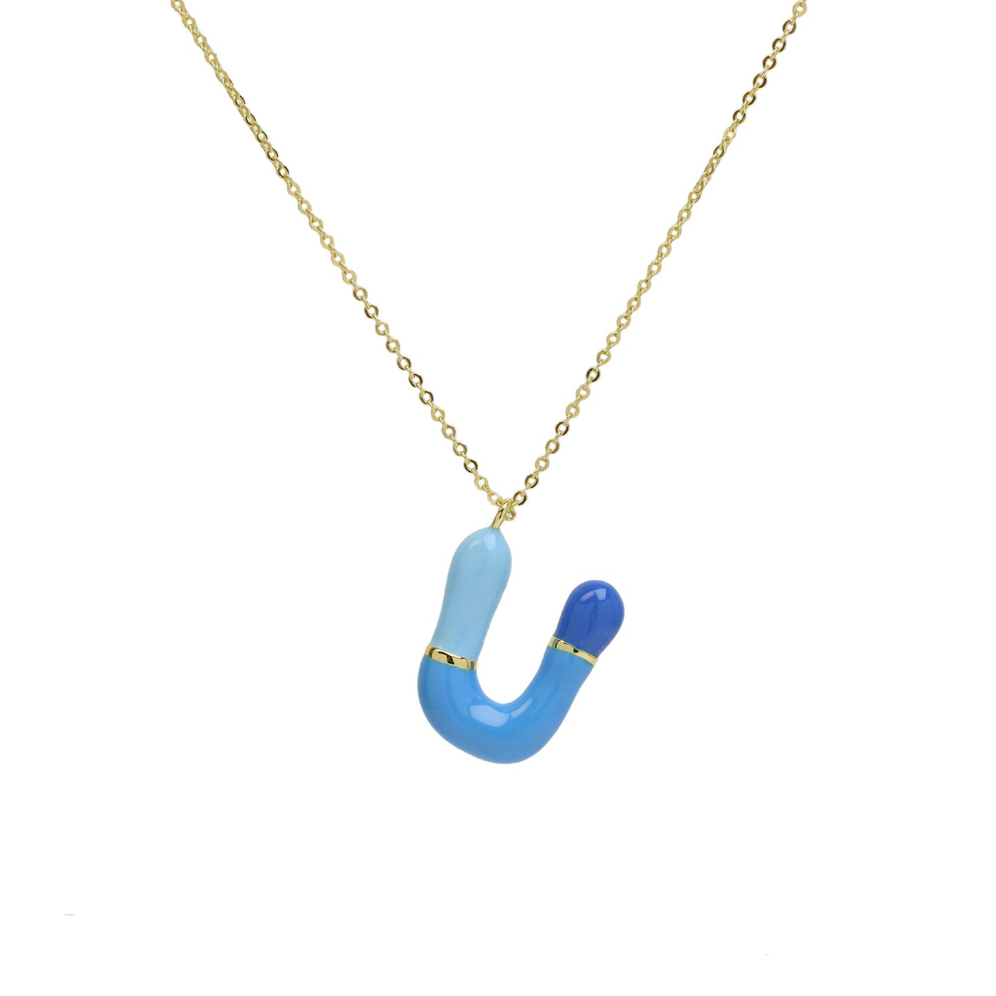 Brass Epoxy Capsule Letter Necklace