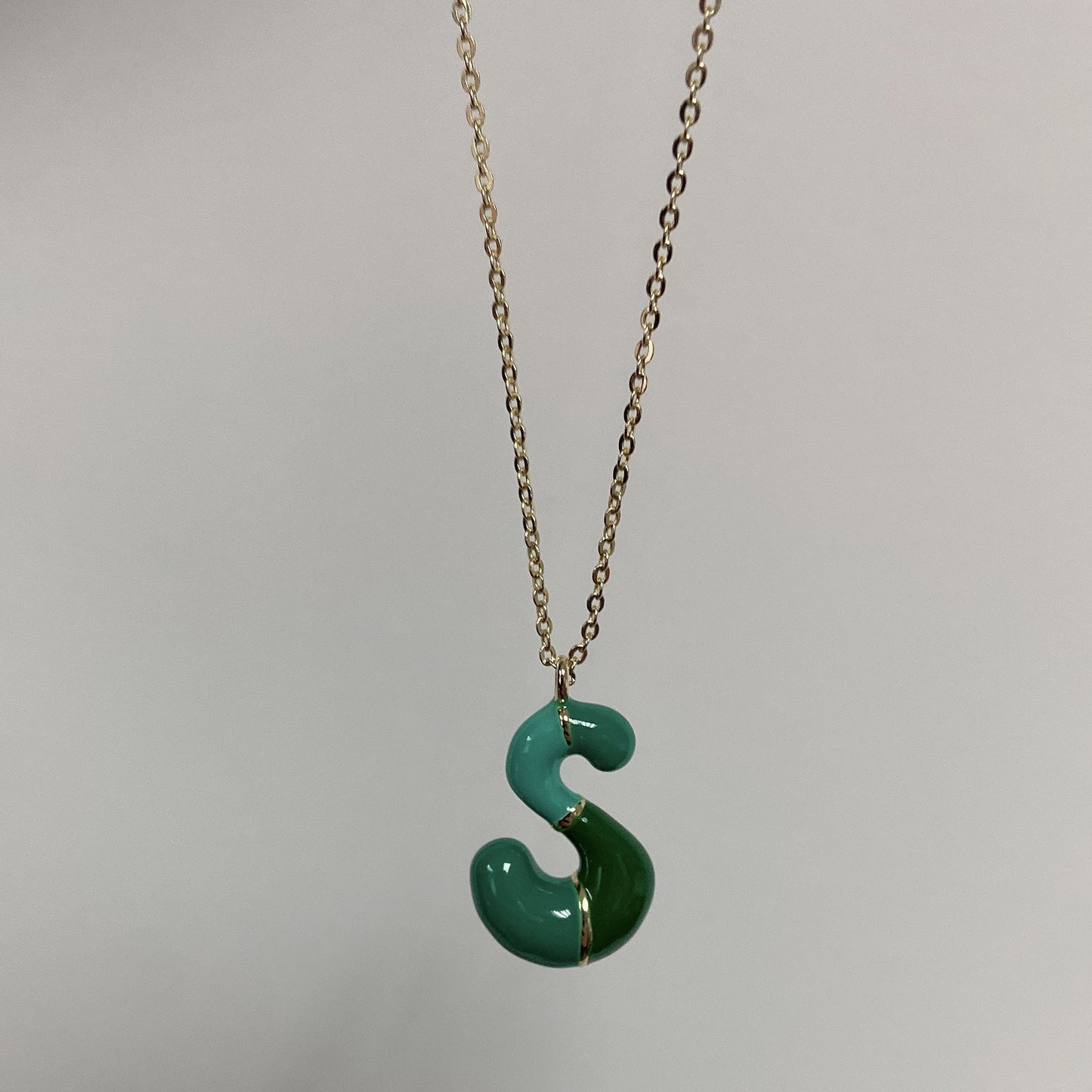 Brass Epoxy Capsule Letter Necklace