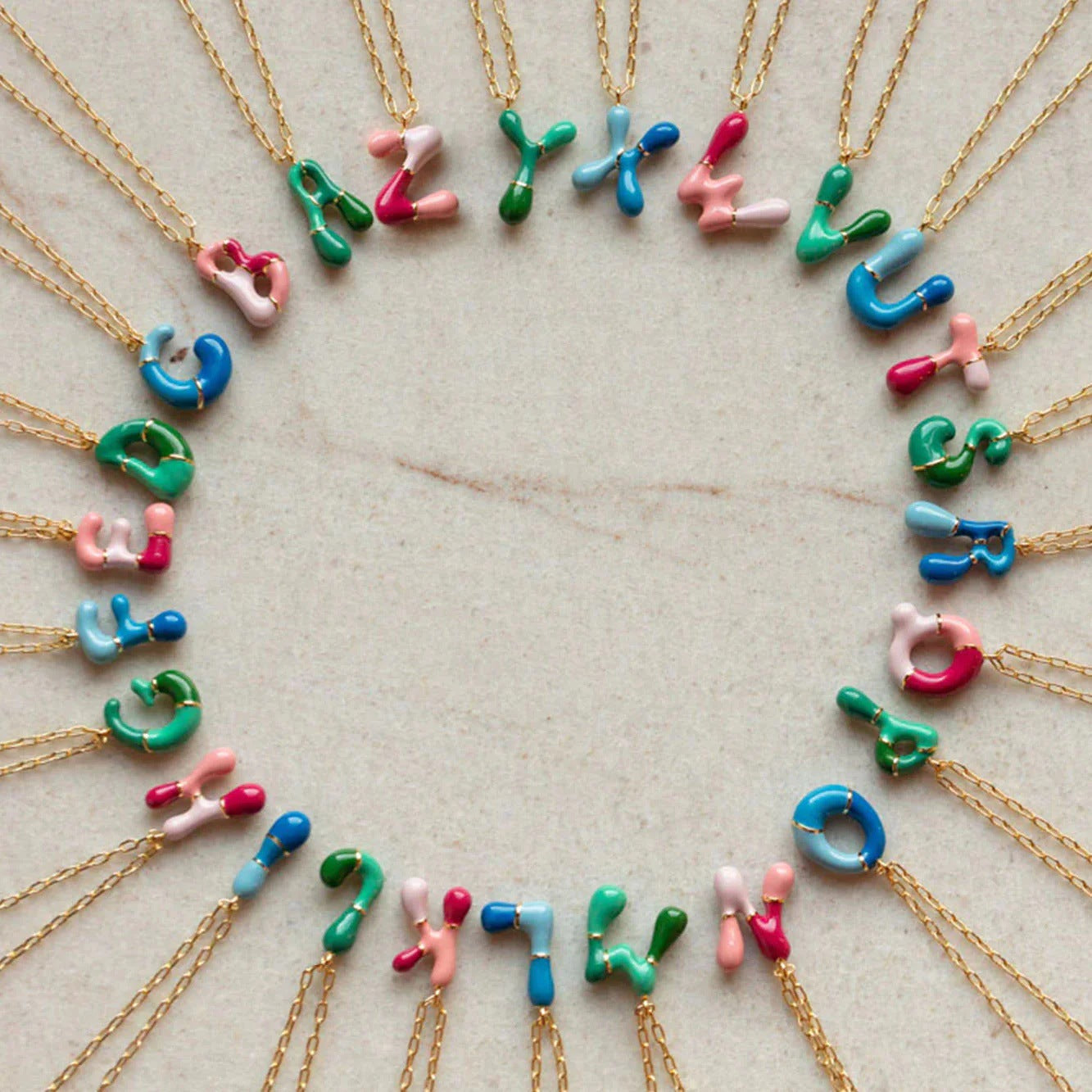 Brass Epoxy Capsule Letter Necklace