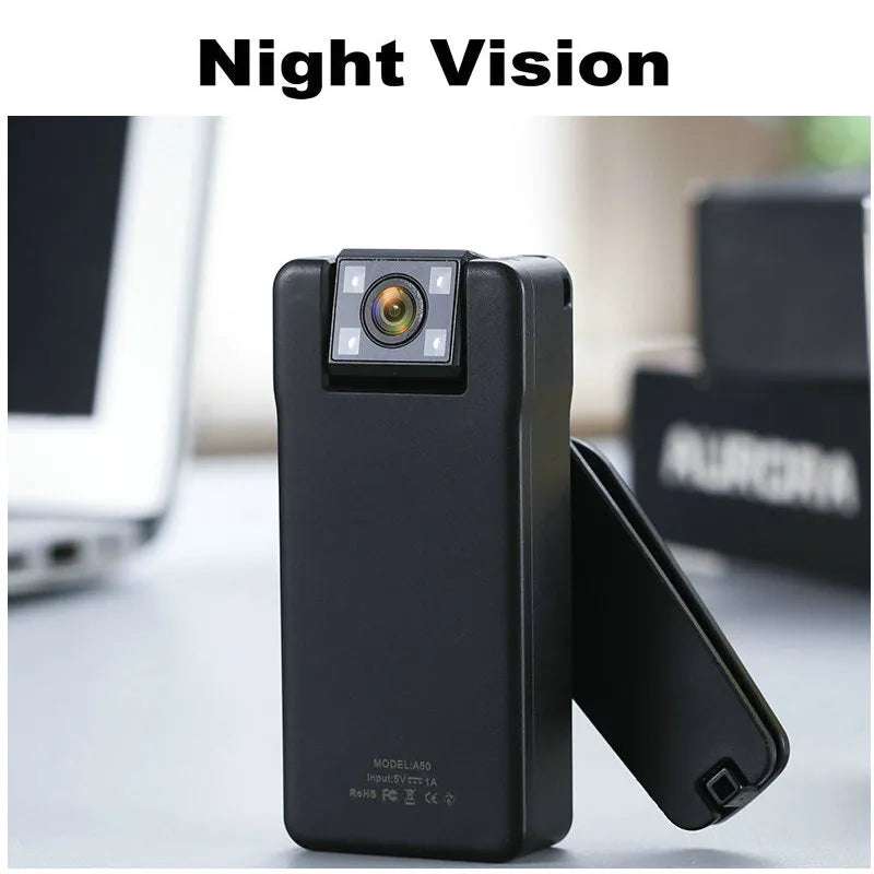 A50 1080P Mini Digital Camera WIFI Remote Control 150 Degrees Wide Angle Rotation Lens Bodycam Sports DV with Rotating Back Clip